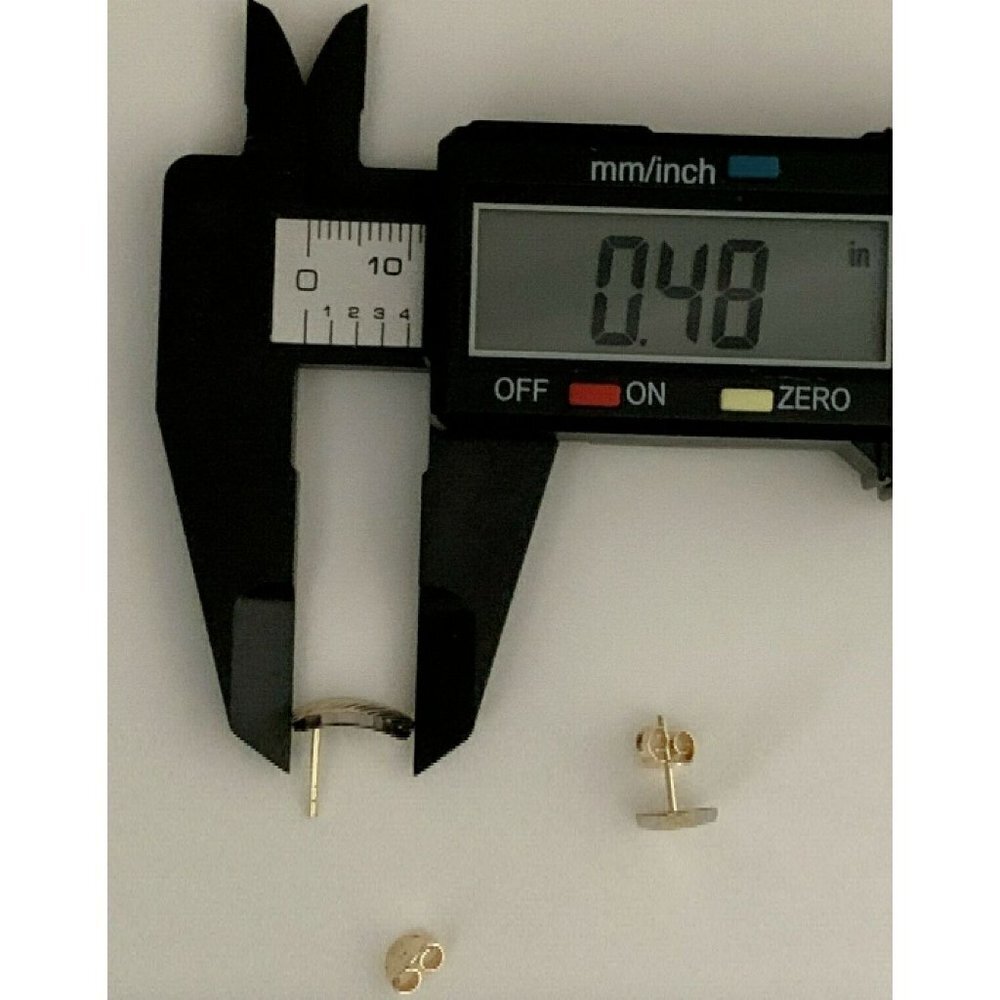 18K Gold Stud Two Tone White/Yellow Gold Earrings - Picture 12 of 12